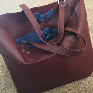 Dark Red Oversized Bucket Bag